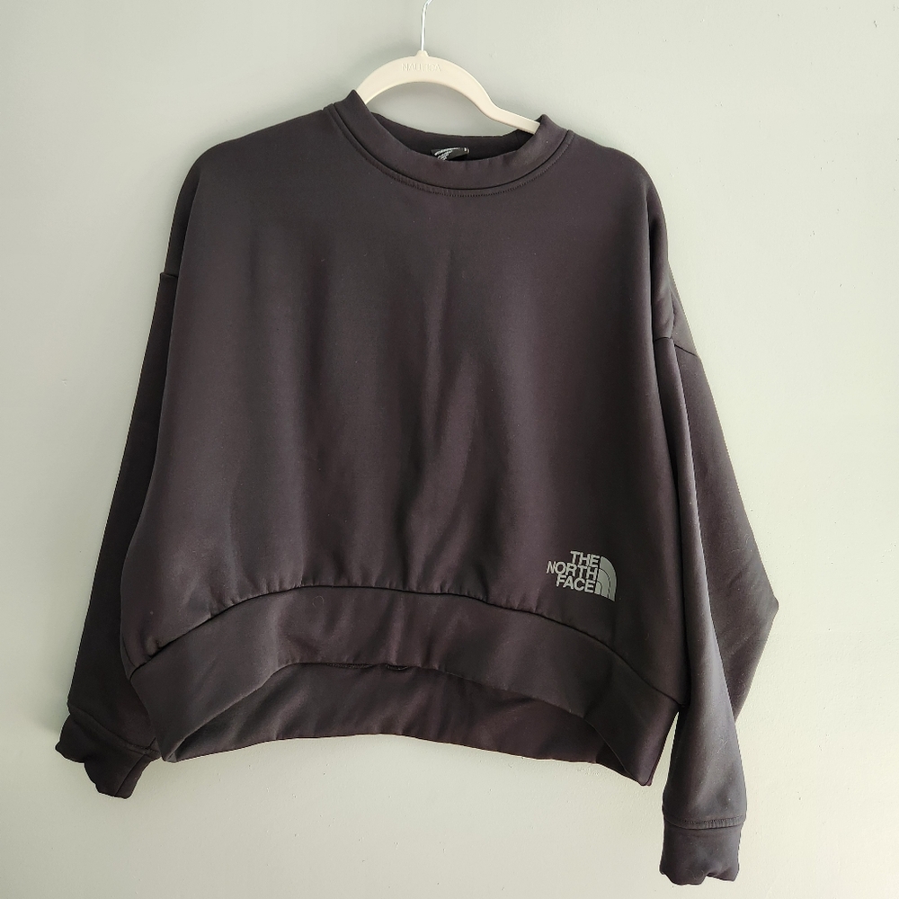 Women's The North Face Horizon Fleece Black Crewneck Sweatshirt Size Large